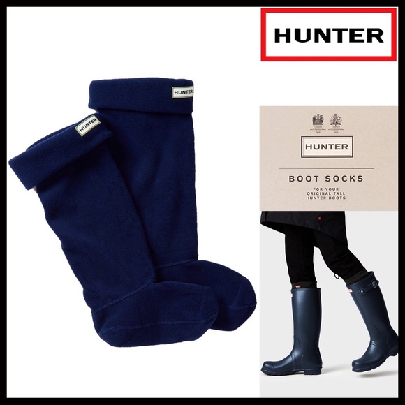 Hunter Accessories - HUNTER ORIGINAL NAVY TALL CUFFED BOOT SOCKS A2C